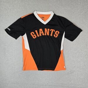 San Francisco Giants Men Shirt MEDIUM Black Stitches Colorblock Team Name